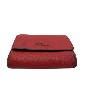 Furla Red Textured Leather Wallet
